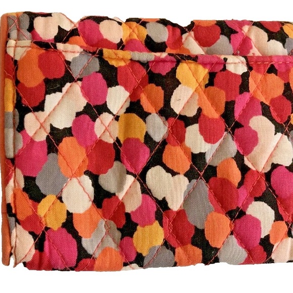Vera Bradley Quilted Black and Pink Splatter Snap Front Tri Fold Wallet 5”x4” - Picture 3 of 6